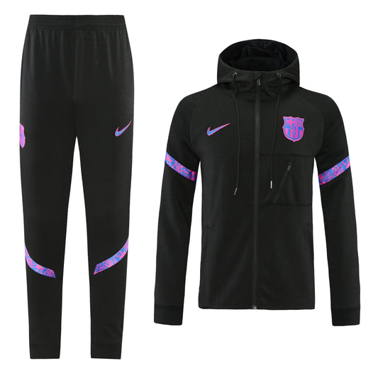 Barcelona 21/22 Full-Zip Hooded Tracksuit - Black